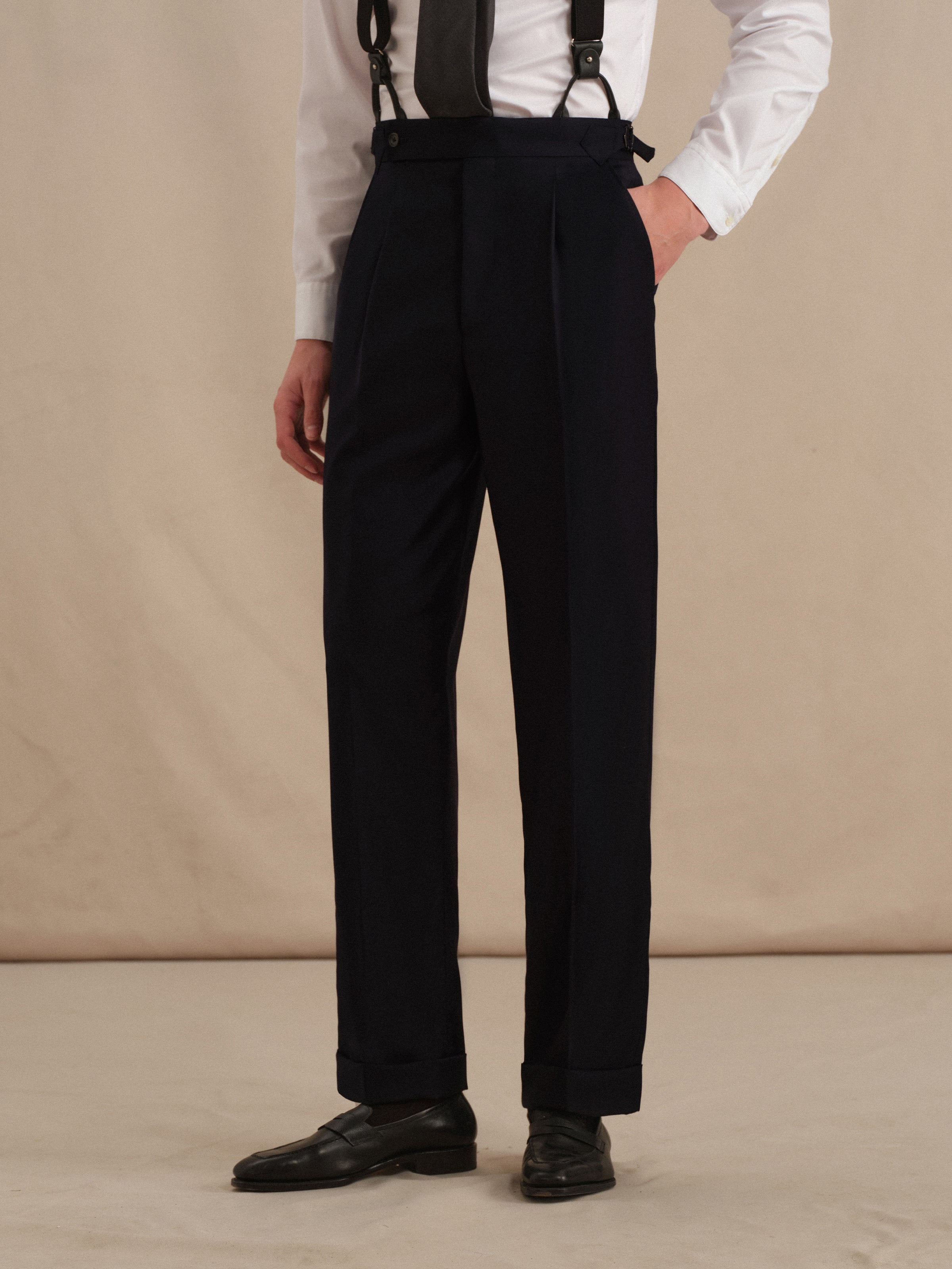 Men's 130S Italian Virgin Wool Straight Trousers