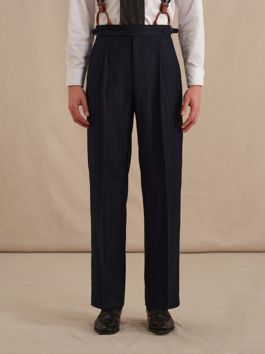 Men's Italian Virgin Wool Striped Dress Pants