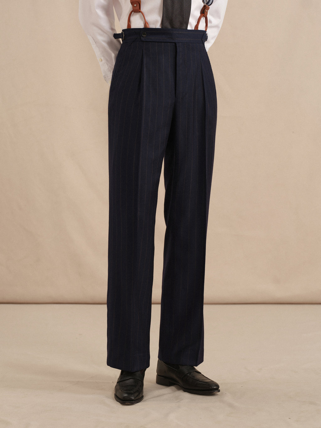 Men's Italian Virgin Wool Striped Dress Pants