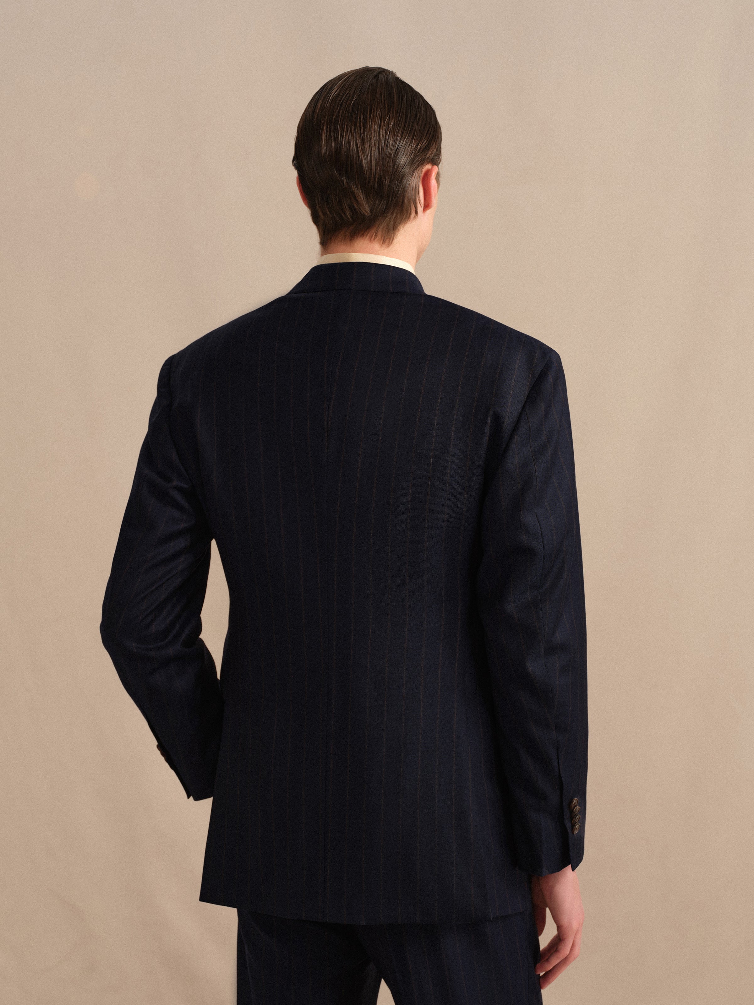 Men's Worsted Virgin Wool Striped Double-Breasted Suit