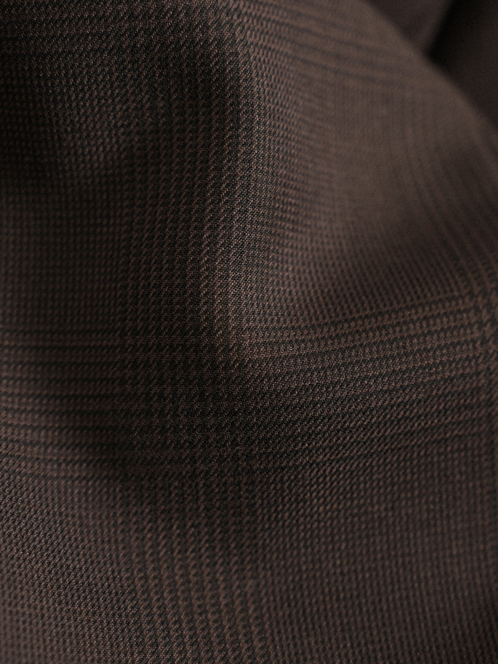 Men's Non-Iron Wool Prince of Wales Check Slim Straight Suit Trousers